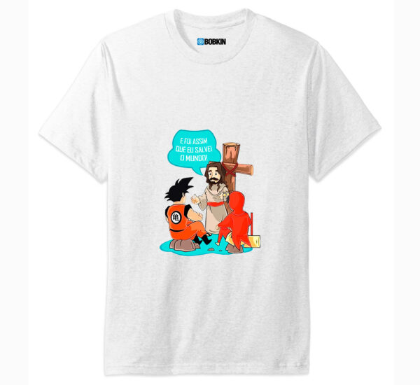 Camiseta Masculina Jesus Herói Goku Chapolin