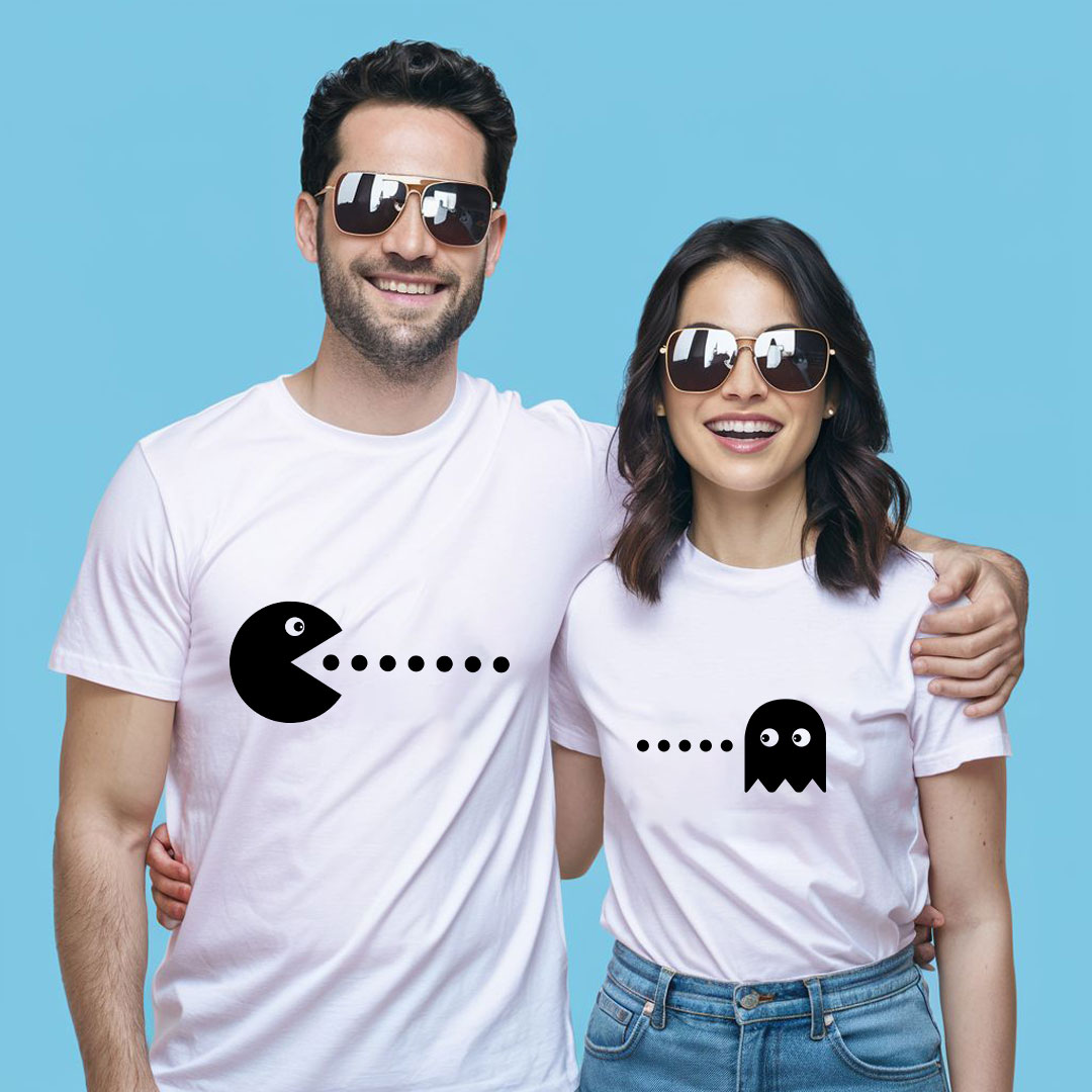 Kit Camisetas Para Casal Pacman Combinando